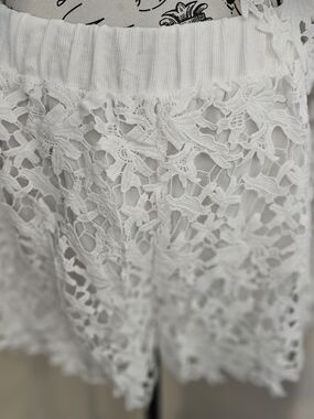 Hyfve White Floral Crochet Lace Shorts